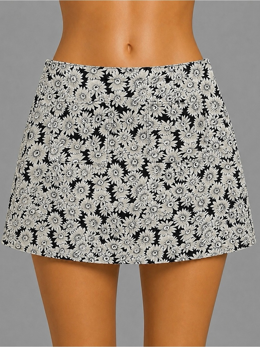 Vintage Floral Dress Sexy Mini Skirt Shorts Skorts